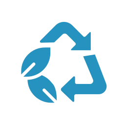 Dieses Bildsymbol zeigt drei Pfeile, die ein Recycling-Dreieck mit einem Blatt bilden. Es steht für umweltfreundliche Reinigungsmittel.