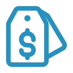 Dieses Bildsymbol zeigt ein Preisschild mit einem Dollarzeichen. Es repräsentiert transparente Preise.